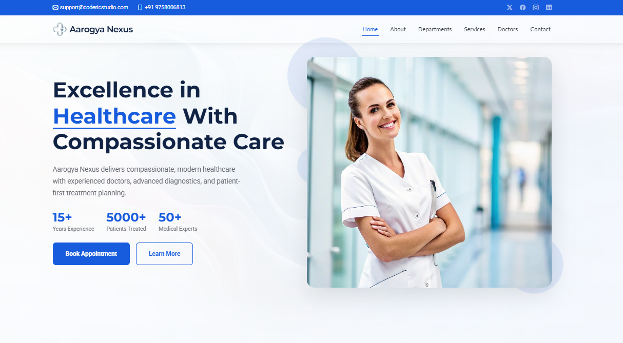 Hospital Professional Landing Page