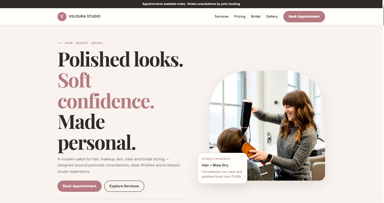 Salon Professional Landing Page