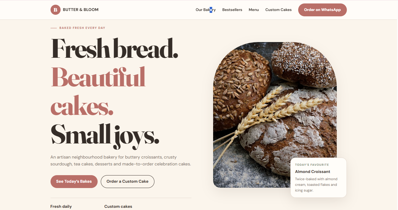 Bakery Professional Landing Page
